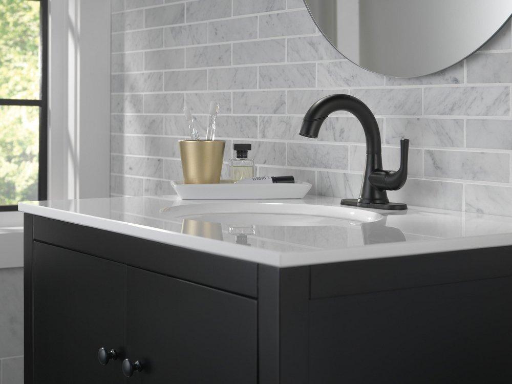 Delta Faucet Matte Black Single Handle Monoblock Bathroom Sink Faucet 