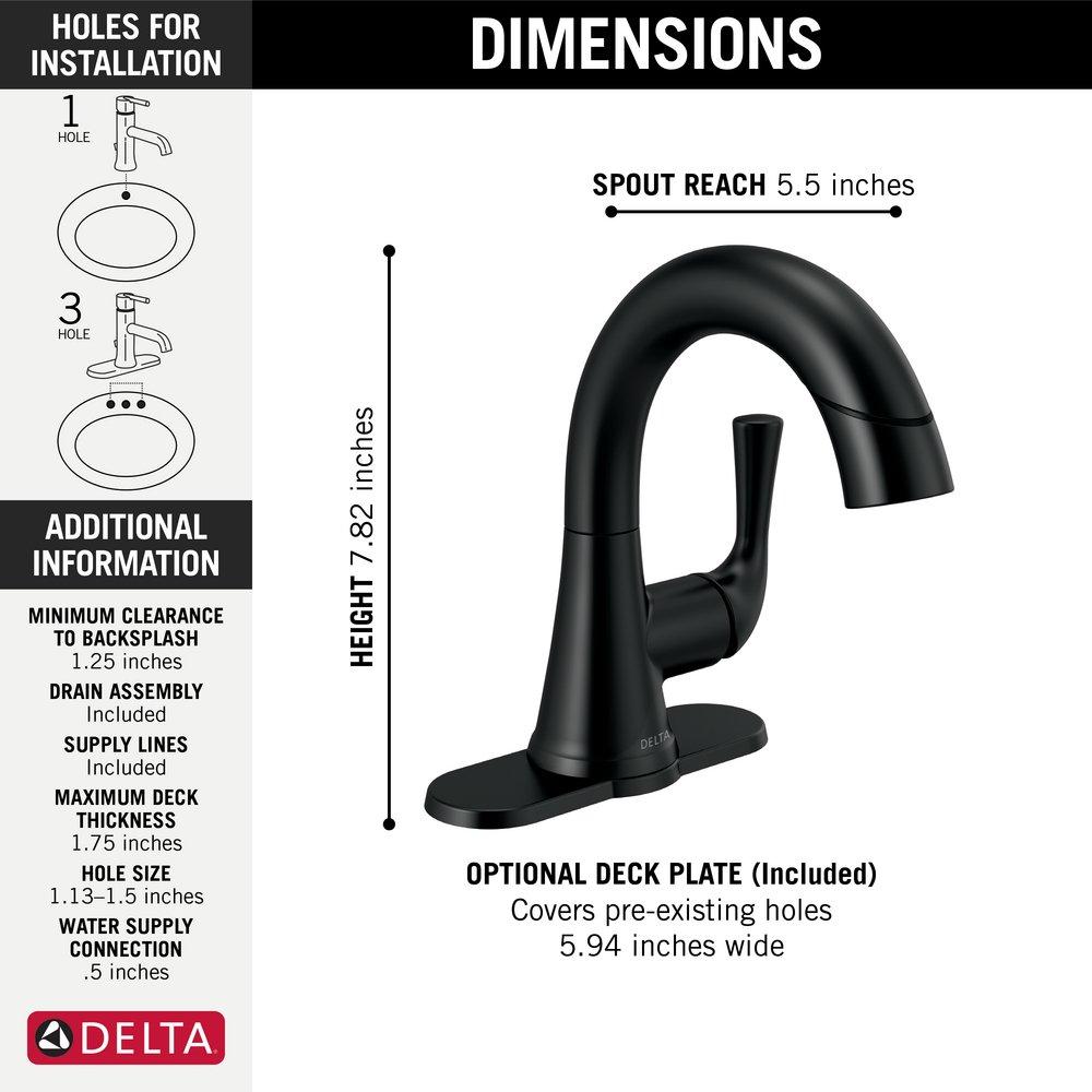 Delta Faucet Matte Black Single Handle Monoblock Bathroom Sink Faucet 
