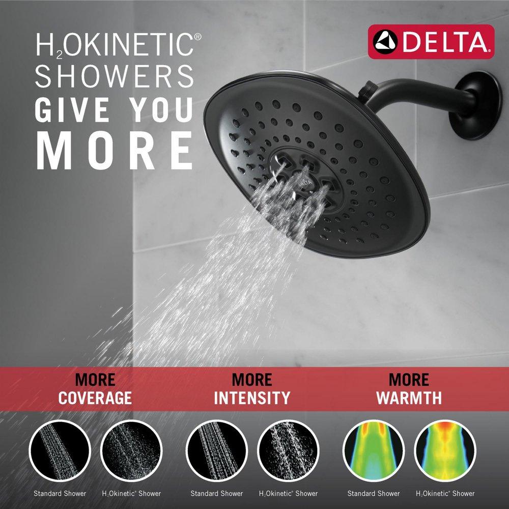 Delta Faucet Matte Black Multi Function Full Body, H2Okinetic&reg; and Pause Showerhead 