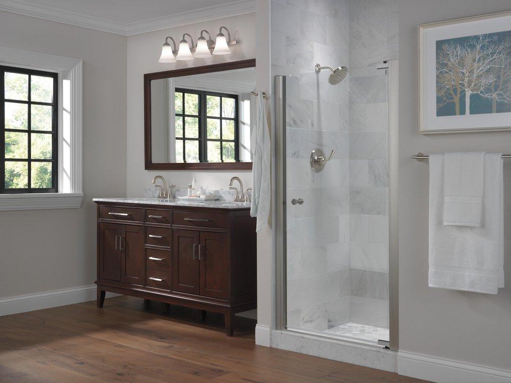 Delta Faucet Brilliance&reg; Stainless Two Handle Centerset Bathroom Sink Faucet 