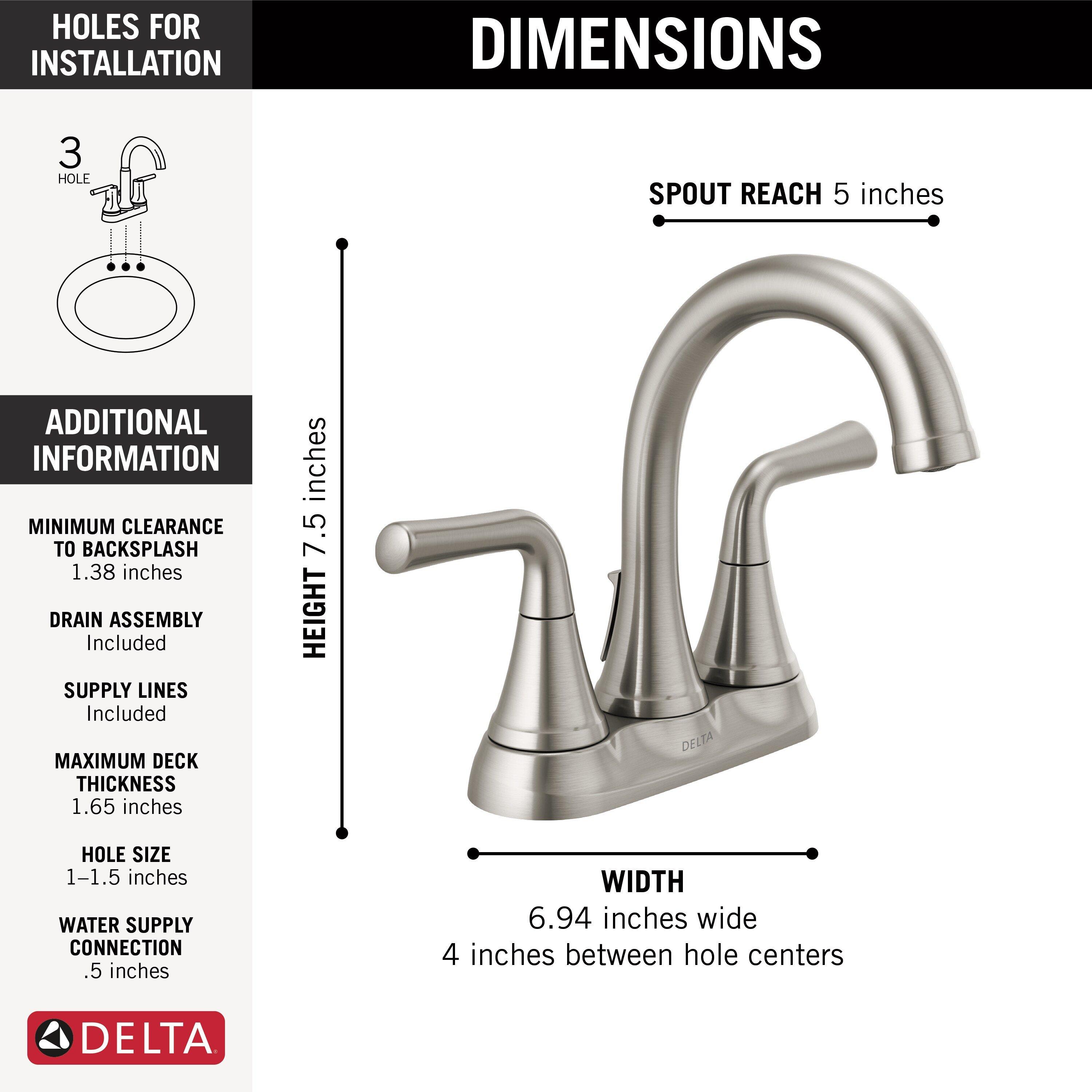 Delta Faucet Brilliance Stainless Two Handle Centerset Bathroom Sink Faucet 