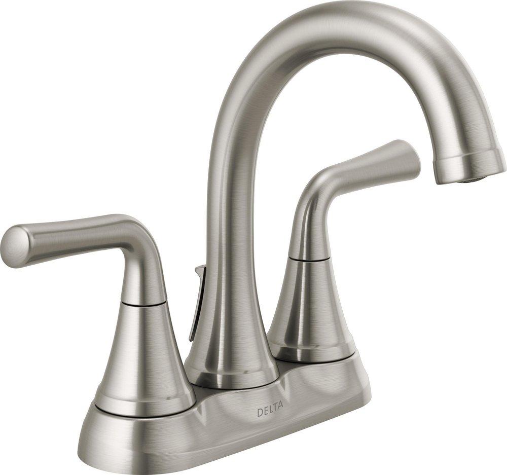 Delta Faucet Stainless Two Handle Centerset Bathroom Sink Faucet 