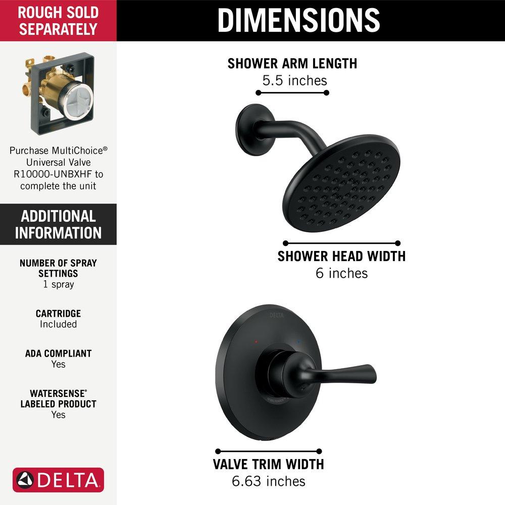 Delta Faucet Matte Black Single Handle Single Function Shower Faucet (Trim Only) 
