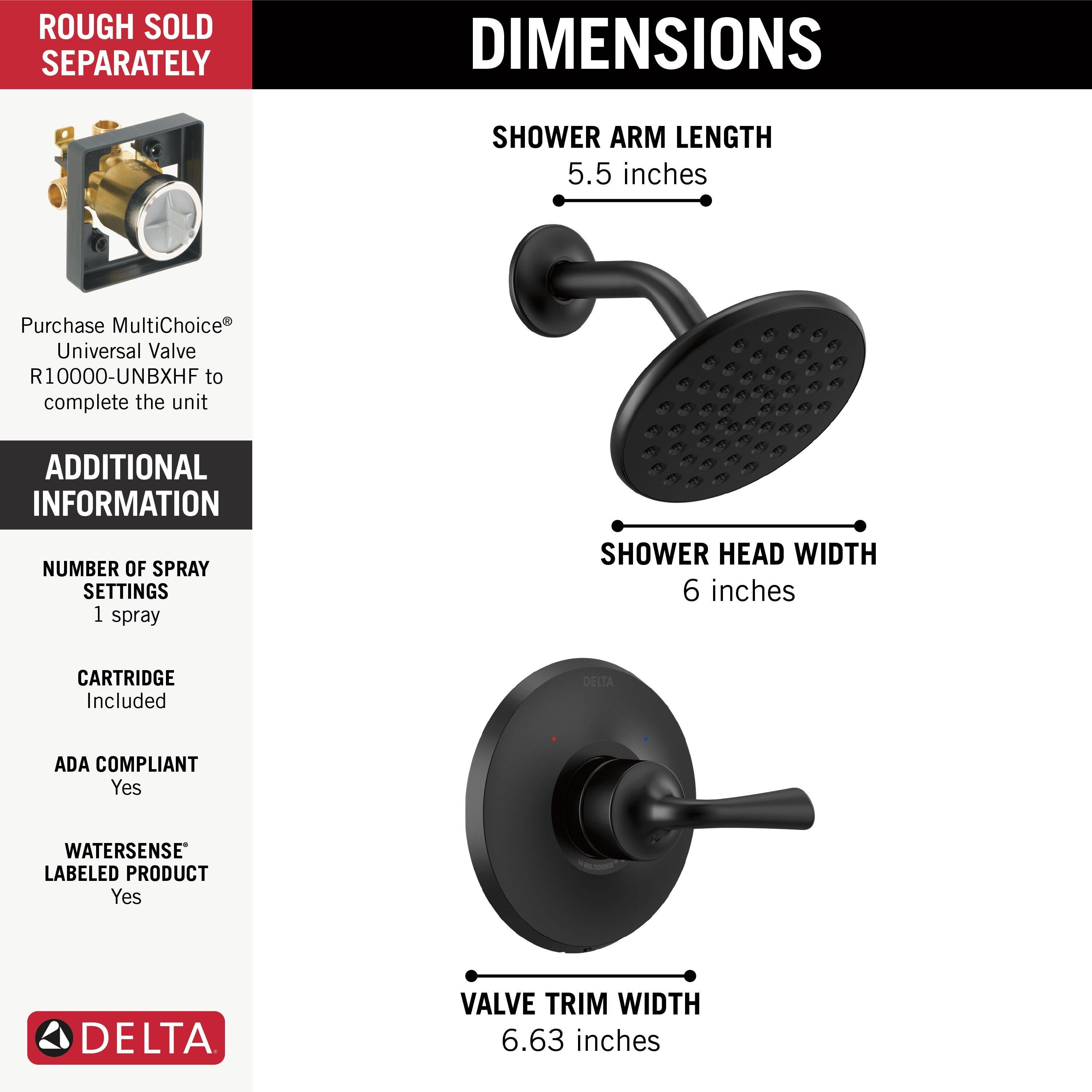 Delta Faucet Matte Black Single Handle Single Function Shower Faucet (Trim Only) 