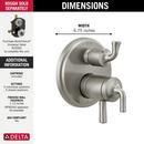 Delta Faucet Brilliance Stainless Three Handle Pressure Balancing Valve Trim with Integrated Diverter 