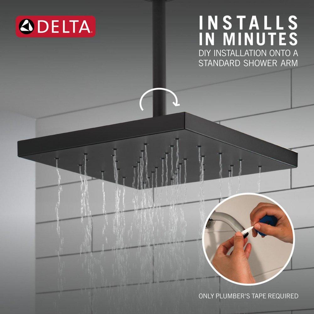 Delta Faucet Matte Black Single Function Rain Showerhead 