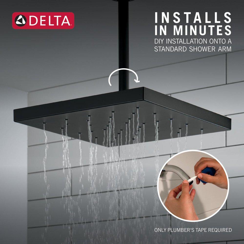 Delta Faucet Matte Black Single Function Rain Showerhead 