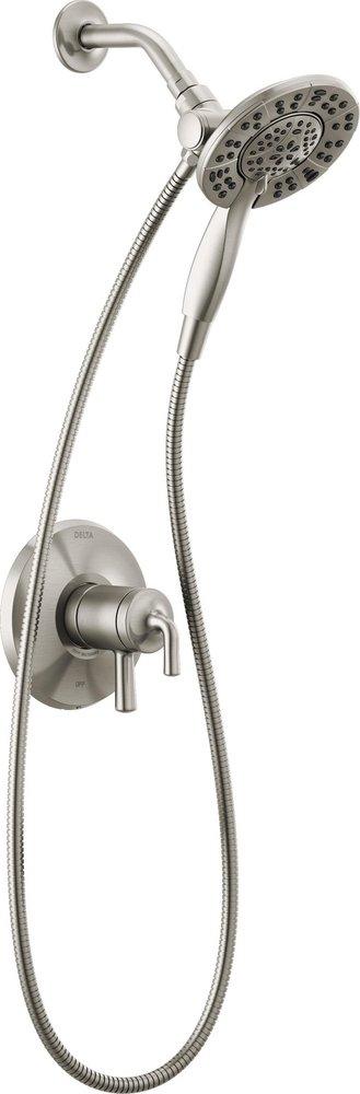 Delta Faucet Brilliance&reg; Stainless Two Handle Multi Function Shower Faucet (Trim Only) 