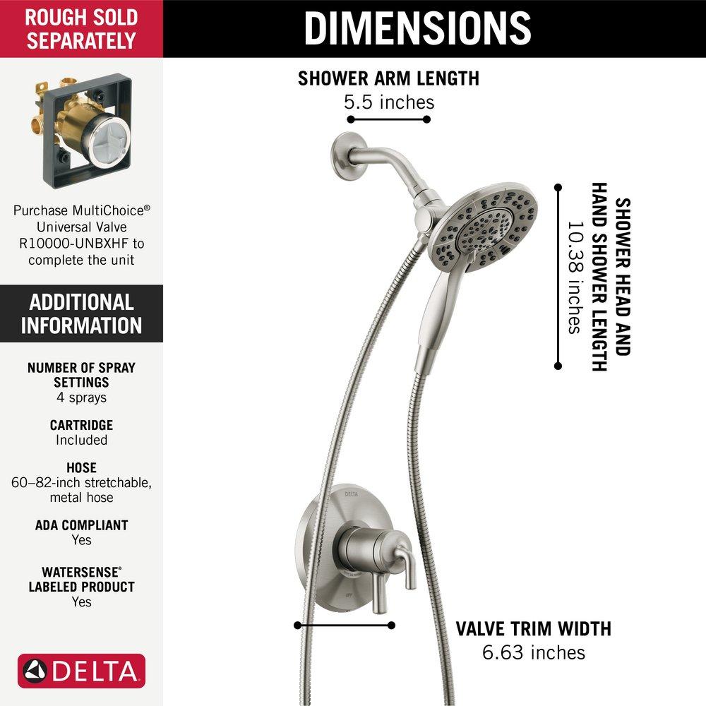 Delta Faucet Brilliance&reg; Stainless Two Handle Multi Function Shower Faucet (Trim Only) 