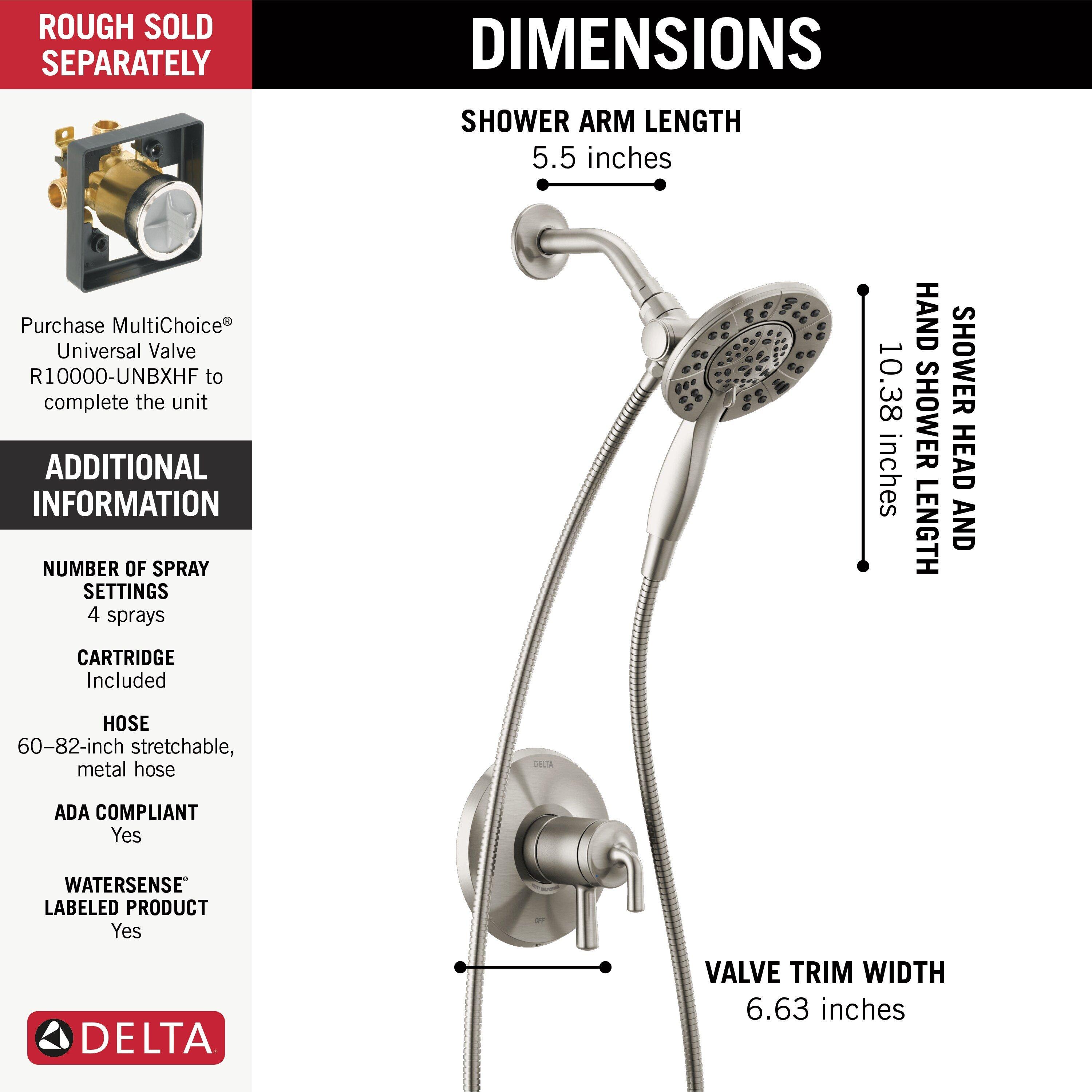 Delta Faucet Brilliance Stainless Two Handle Multi Function Shower Faucet (Trim Only) 