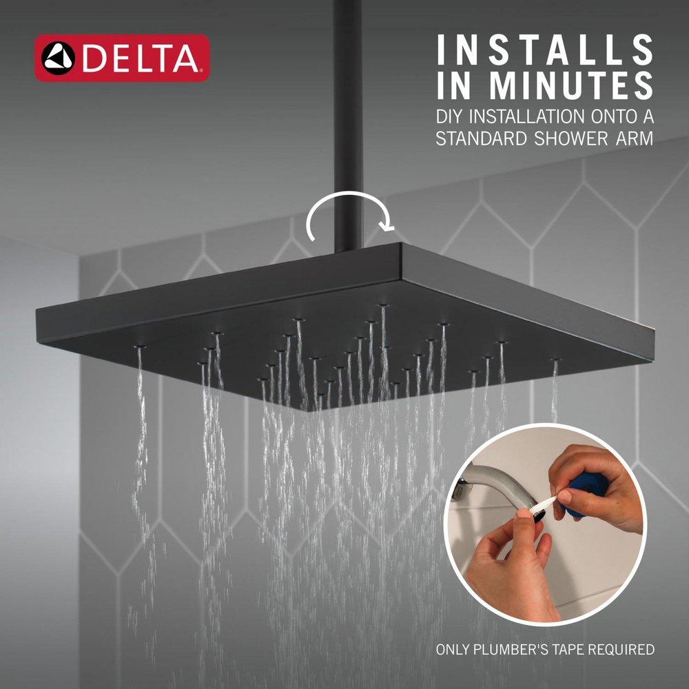 Delta Faucet Matte Black Single Function Rain Showerhead 