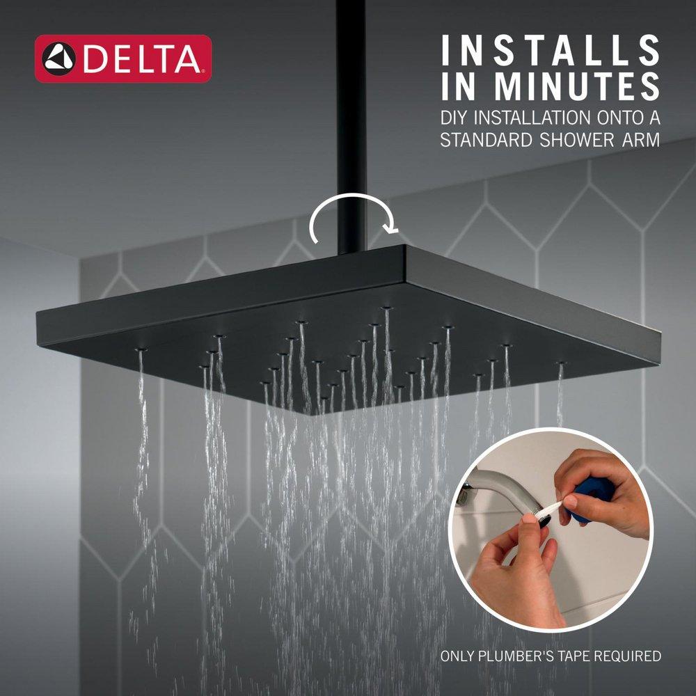 Delta Faucet Matte Black Single Function Rain Showerhead 