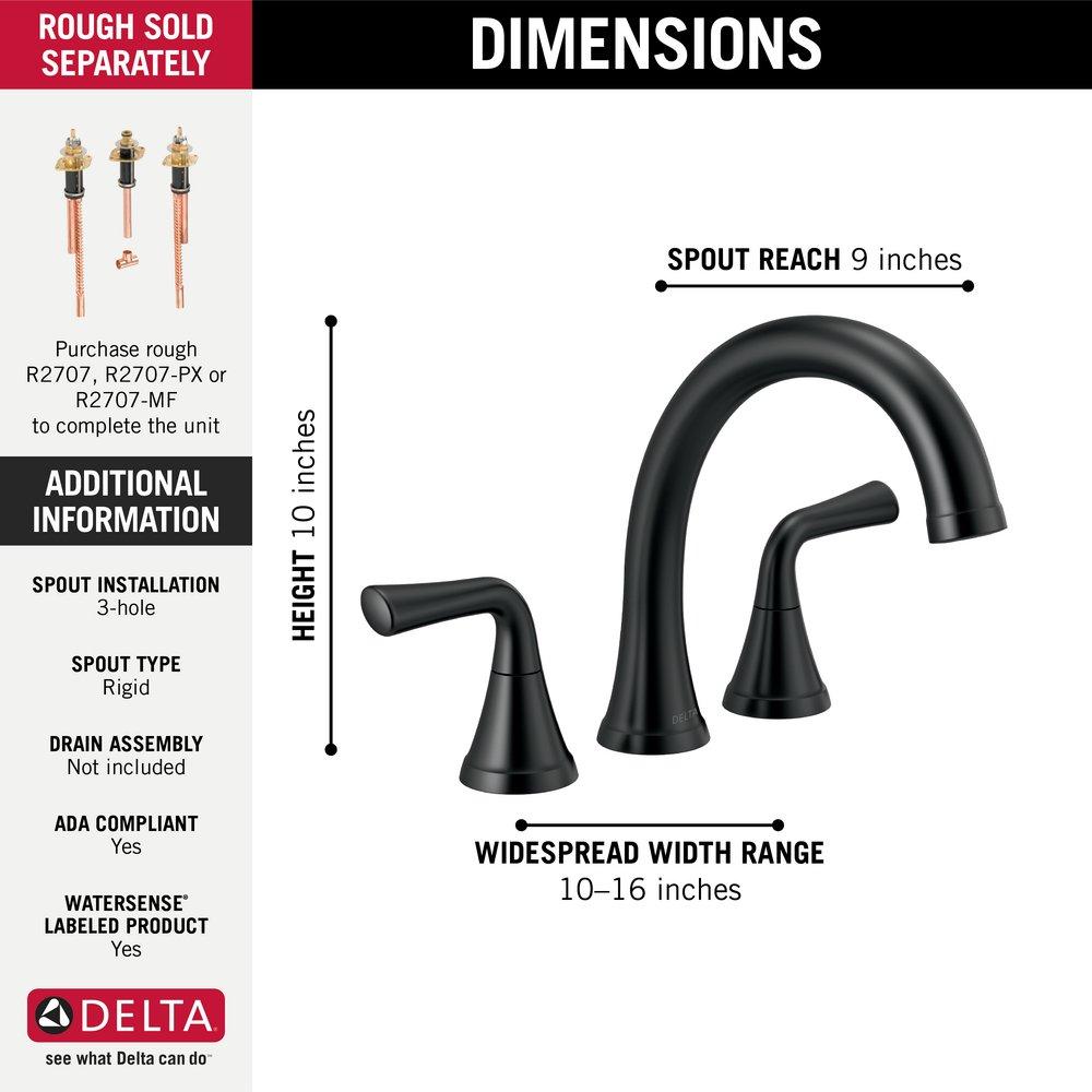 Delta Faucet Matte Black Two Handle Roman Tub Faucet (Trim Only) 