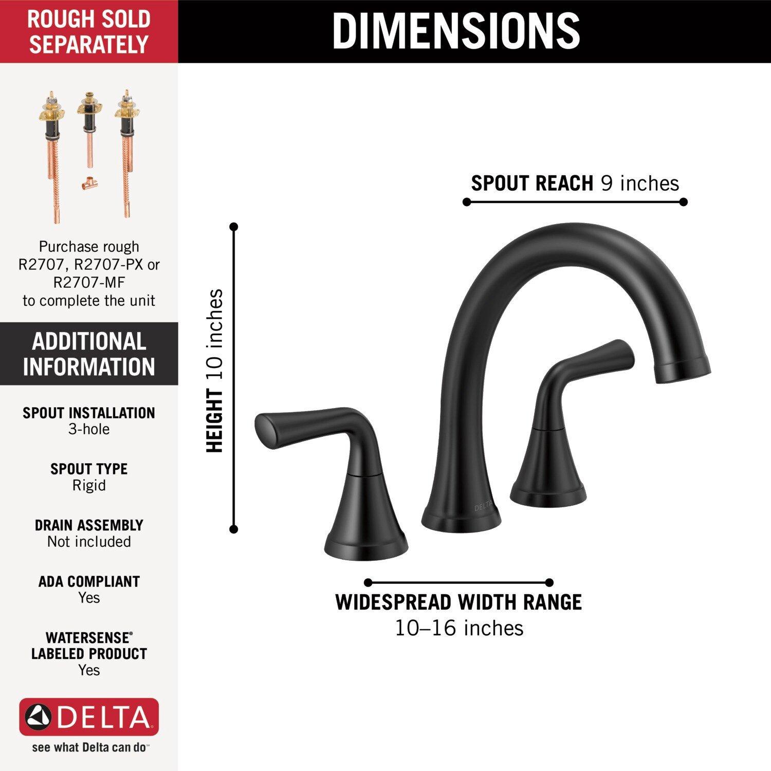 Delta Faucet Matte Black Two Handle Roman Tub Faucet (Trim Only) 