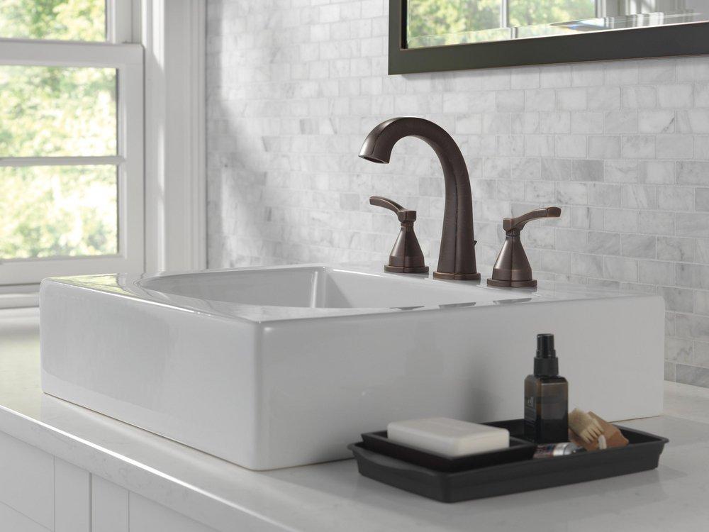 Delta Faucet Venetian Bronze Two Handle Widespread Bathroom Sink Faucet 
