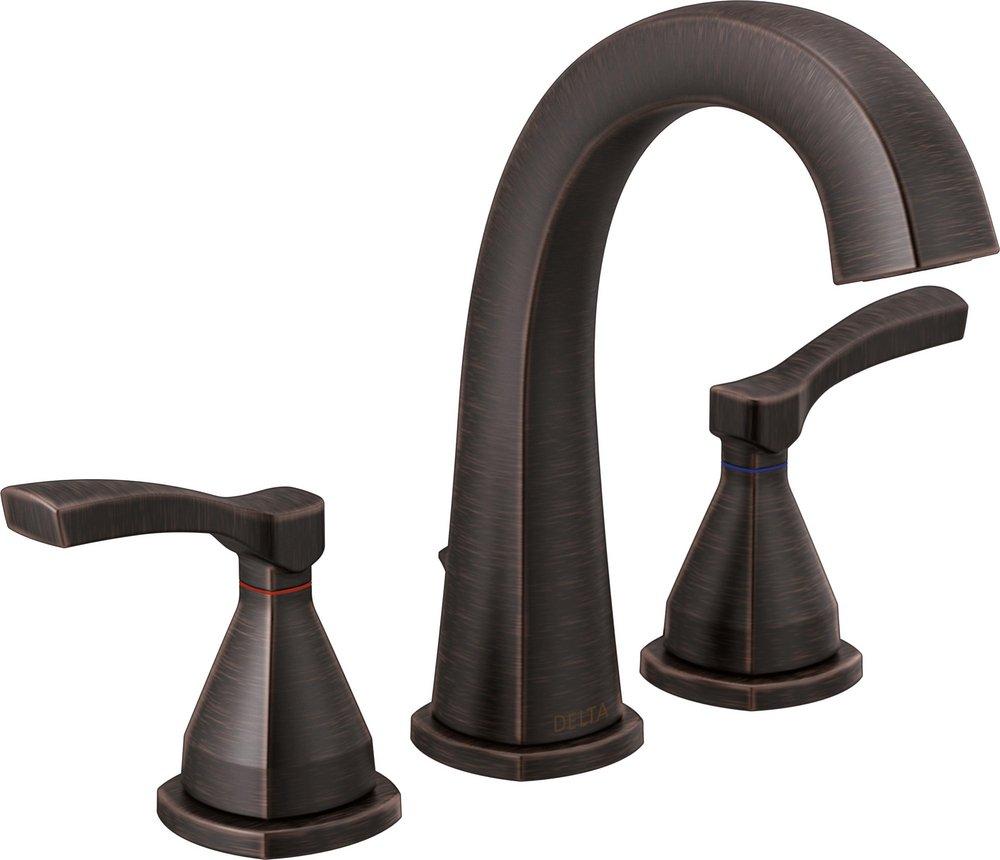 Delta Faucet Venetian Bronze Two Handle Widespread Bathroom Sink Faucet 