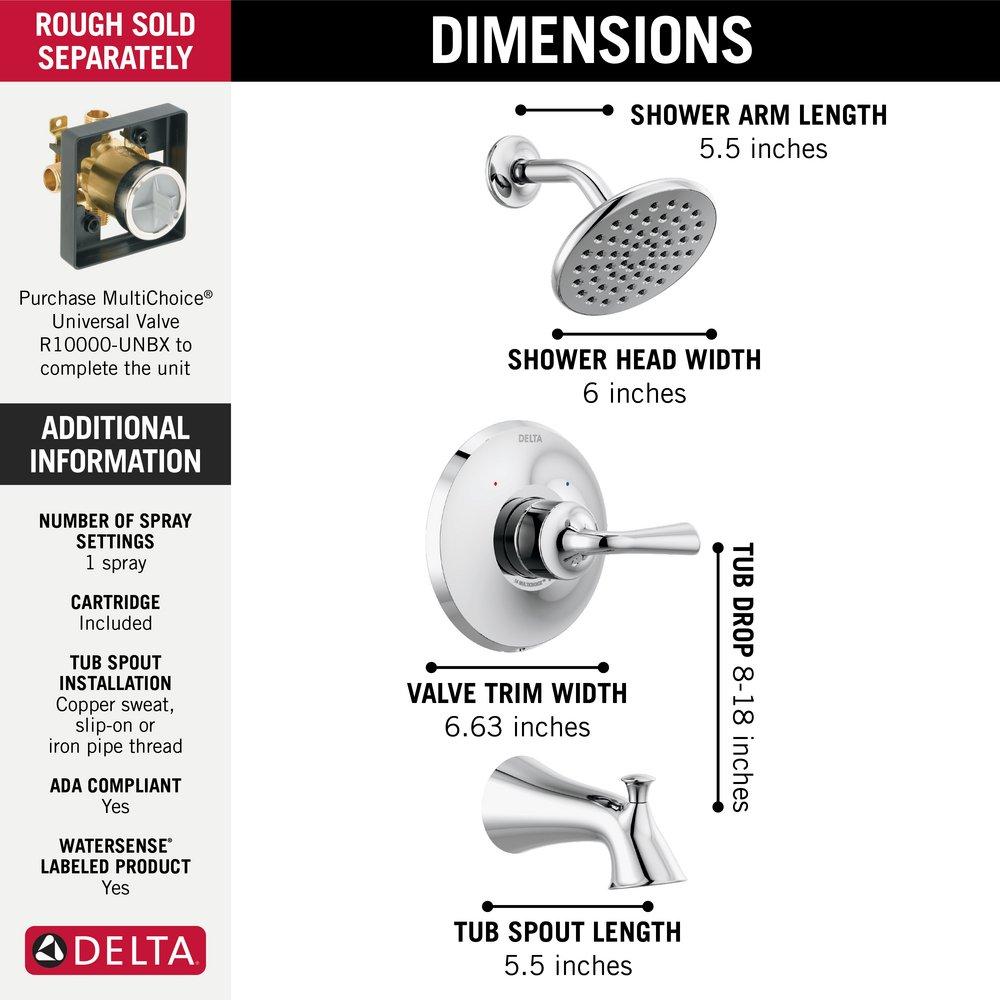 Delta Faucet Chrome Single Handle Single Function Bathtub & Shower Faucet (Trim Only) 