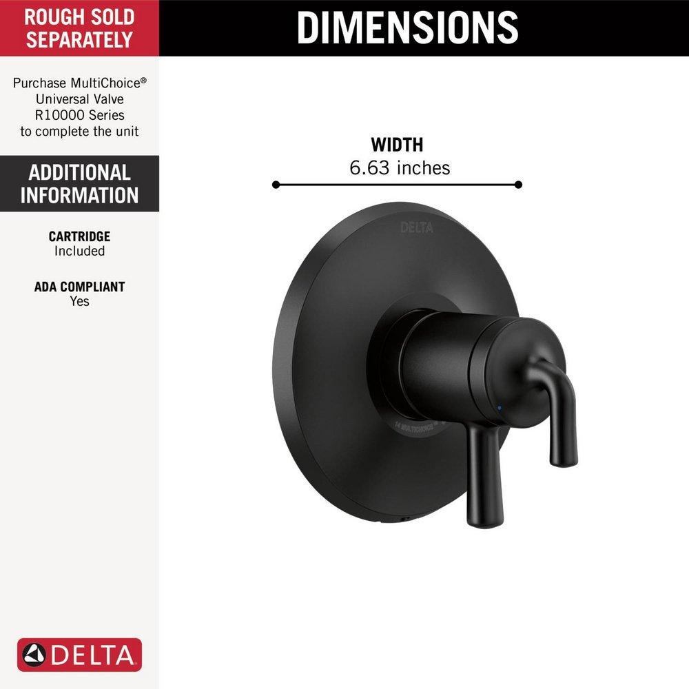 Delta Faucet Matte Black Two Handle Shower Faucet Trim Only 