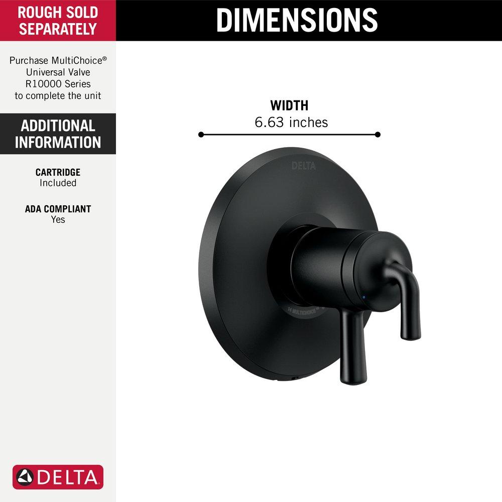 Delta Faucet Matte Black Two Handle Pressure Balancing Valve Trim 