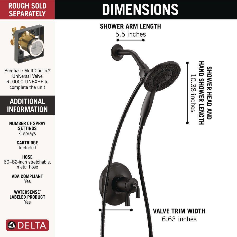 Delta Faucet Matte Black Two Handle Multi Function Shower Faucet (Trim Only) 