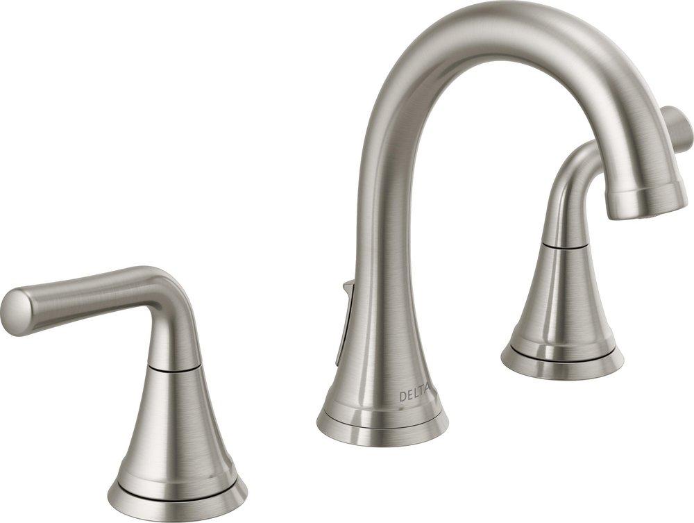 Delta Faucet Brilliance&reg; Stainless Two Handle Widespread Bathroom Sink Faucet 