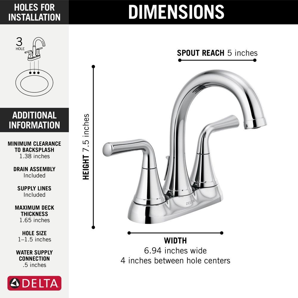 Delta Faucet Chrome Two Handle Centerset Bathroom Sink Faucet 
