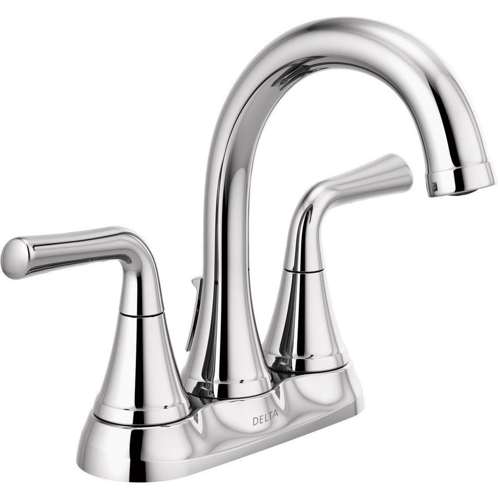Delta Faucet Chrome Two Handle Centerset Bathroom Sink Faucet 