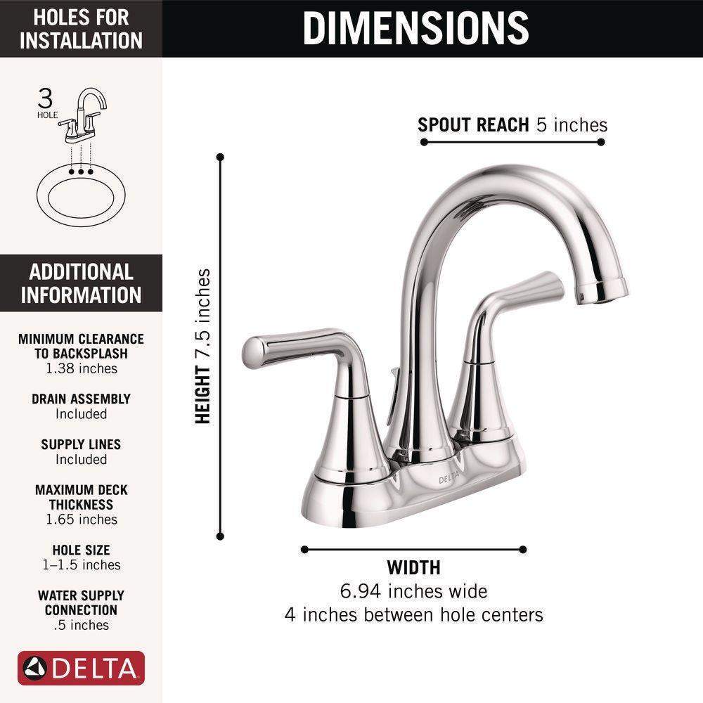 Delta Faucet Chrome Two Handle Centerset Bathroom Sink Faucet 