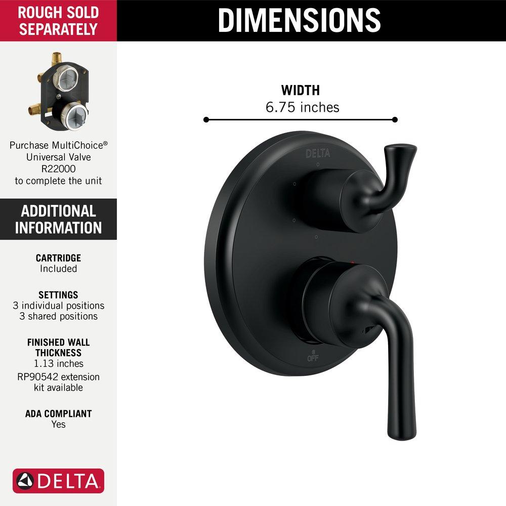 Delta Faucet Matte Black Two Handle Multi Function Bathtub & Shower Faucet (Trim Only) 