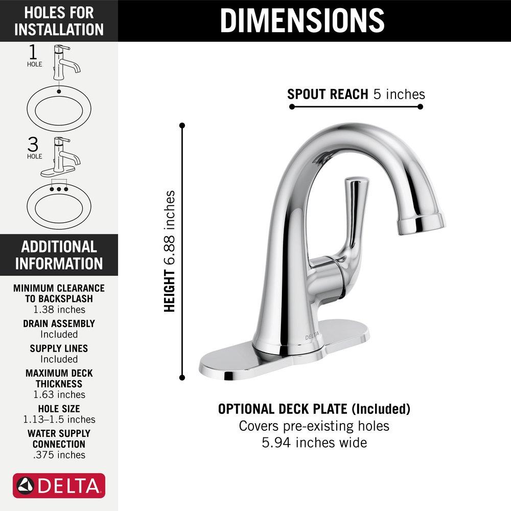 Delta Faucet Chrome Single Handle Monoblock Bathroom Sink Faucet 