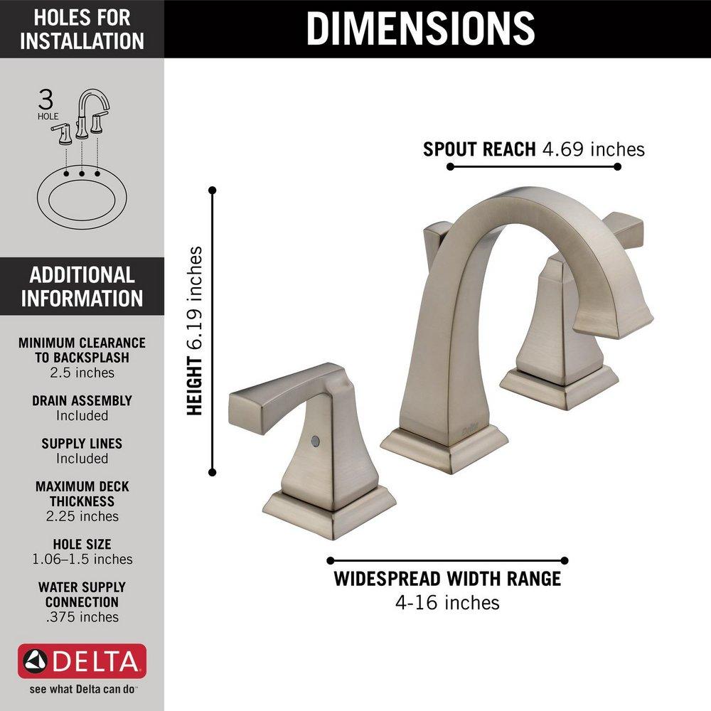 Delta Faucet Brilliance&reg; Stainless Two Handle Widespread Bathroom Sink Faucet 