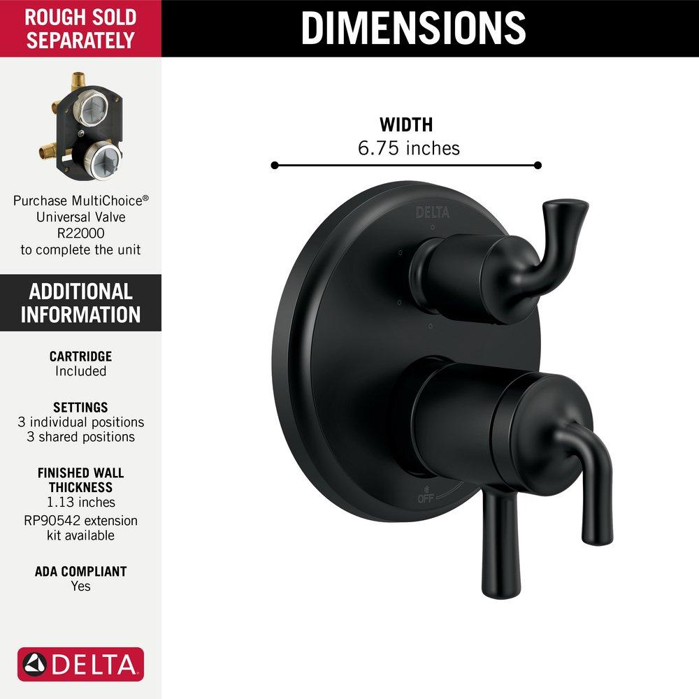 Delta Faucet Matte Black Two Handle Multi Function Bathtub & Shower Faucet (Trim Only) 