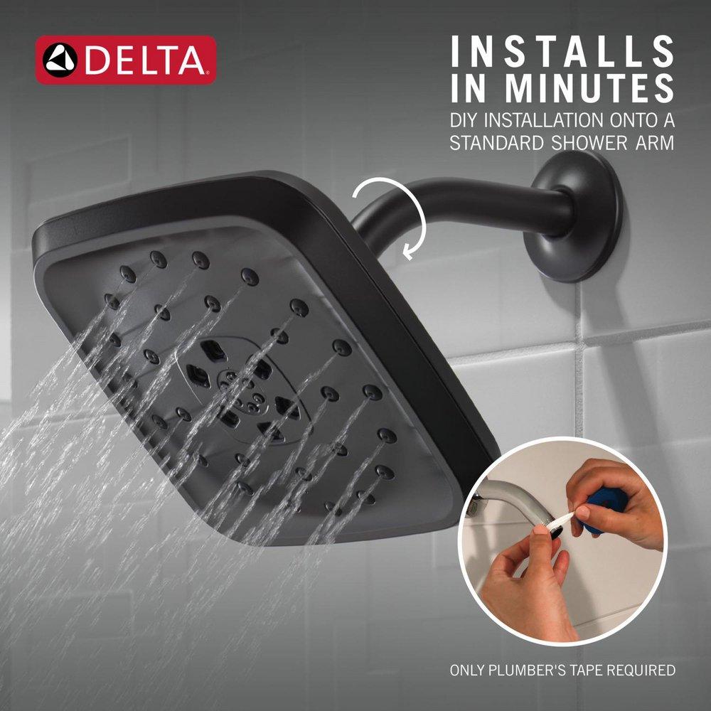 Delta Faucet Matte Black Multi Function Rain Showerhead 