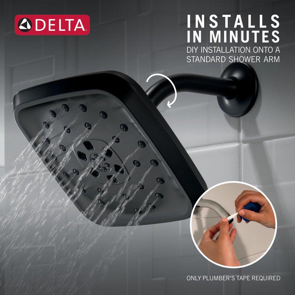 Delta Faucet Matte Black Multi Function Rain Showerhead 