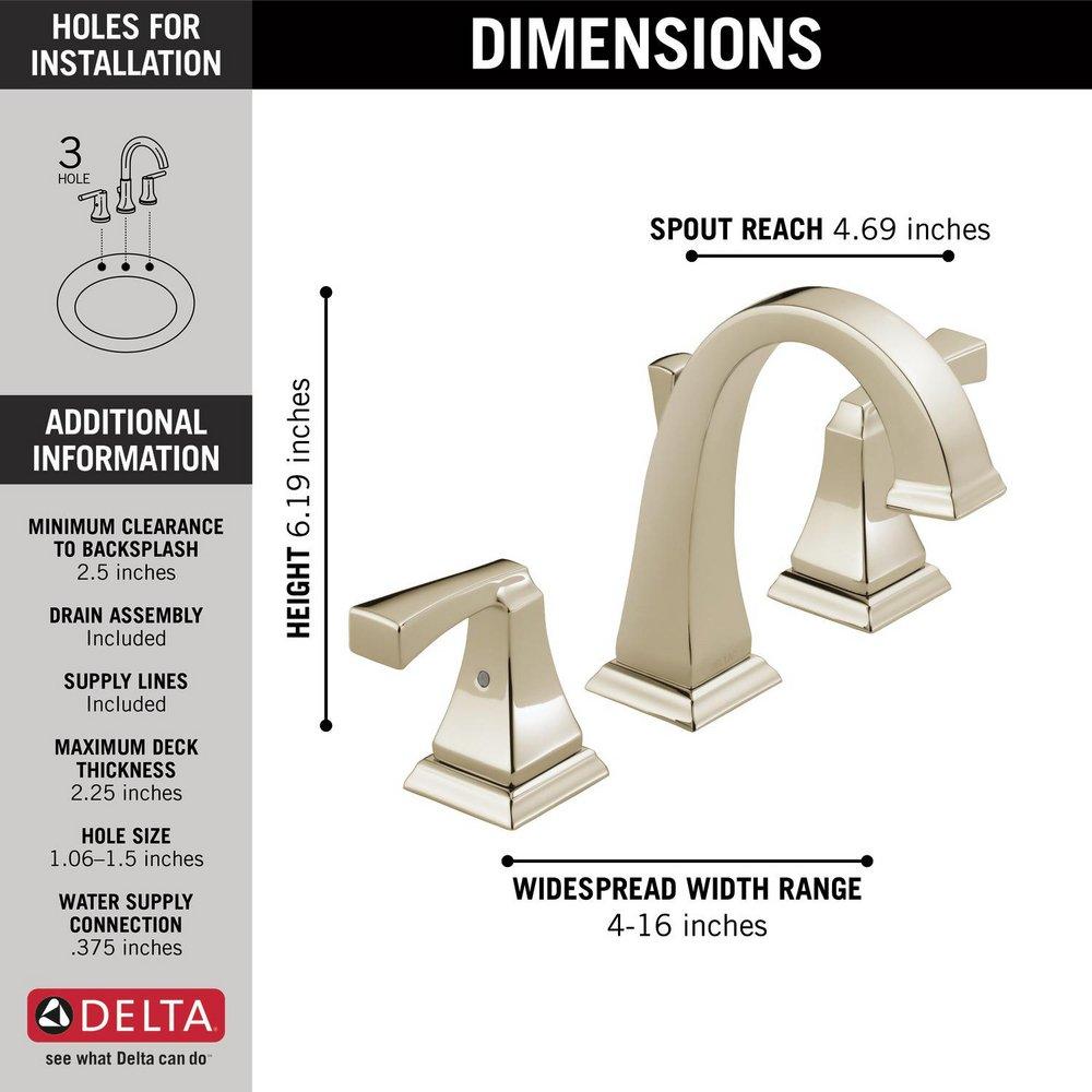 Delta Faucet Polished Nickel Two Handle Widespread Bathroom Sink Faucet 