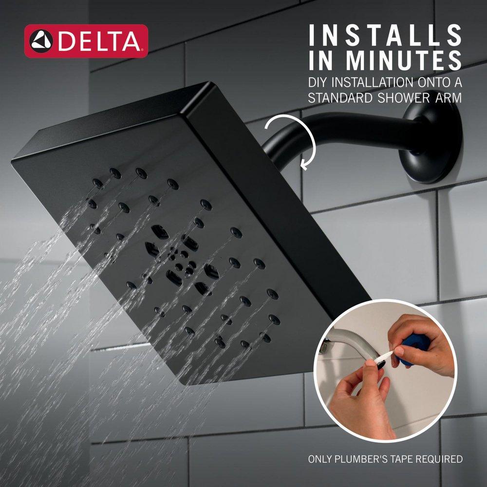 Delta Faucet Matte Black Multi Function Rain Showerhead 