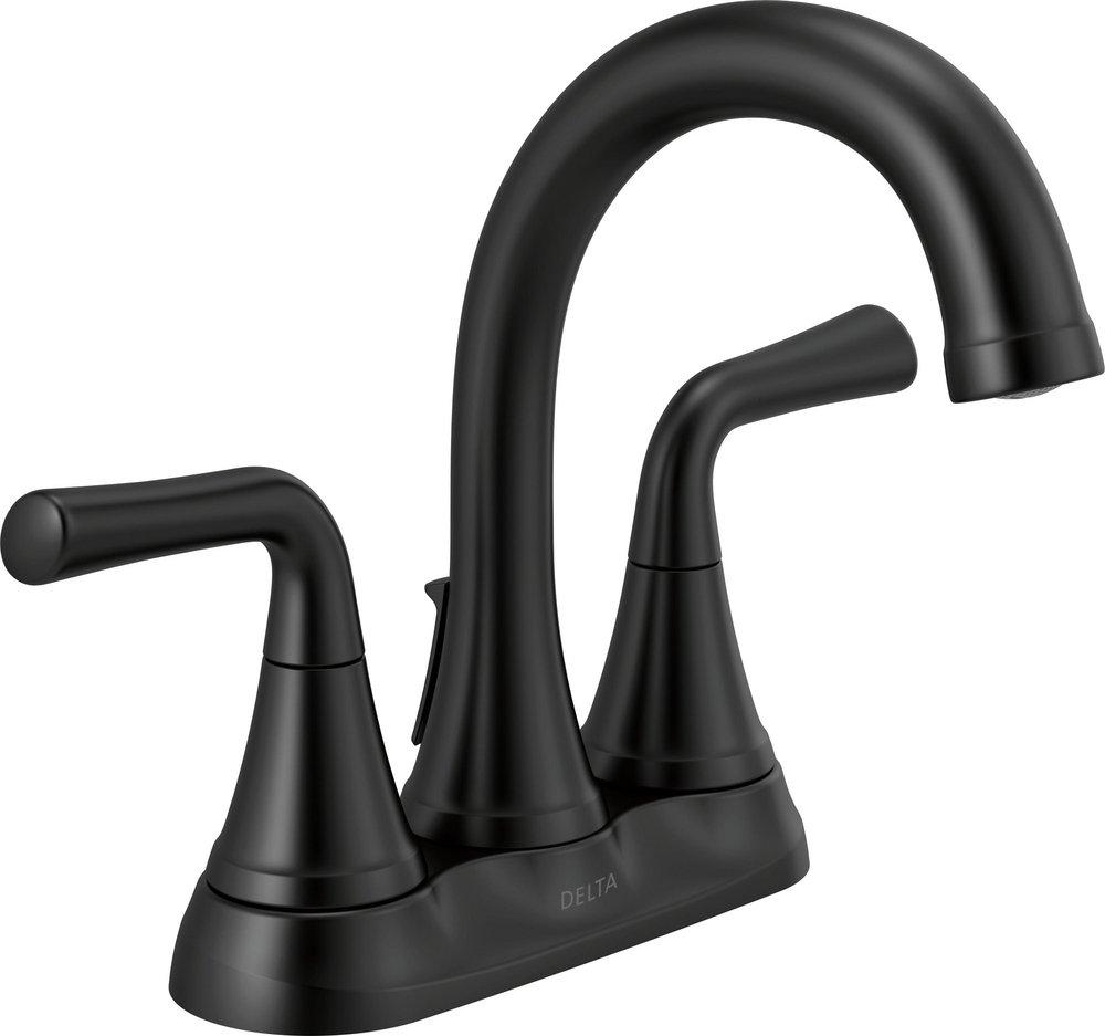 Delta Faucet Matte Black Two Handle Centerset Bathroom Sink Faucet 