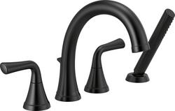 Two Handle Roman Tub Faucet with Hand Shower in Matte Black (Trim Only)