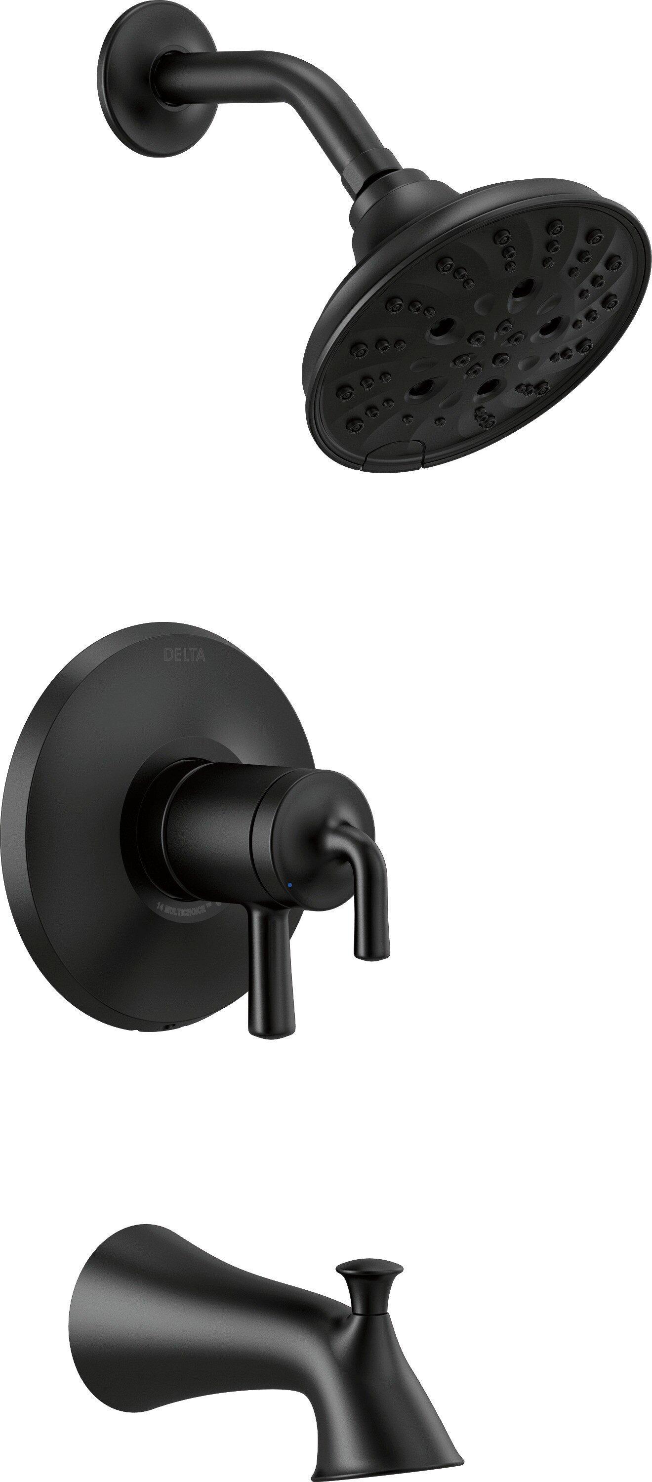 Delta Faucet Matte Black Two Handle Multi Function Bathtub & Shower Faucet (Trim Only) 