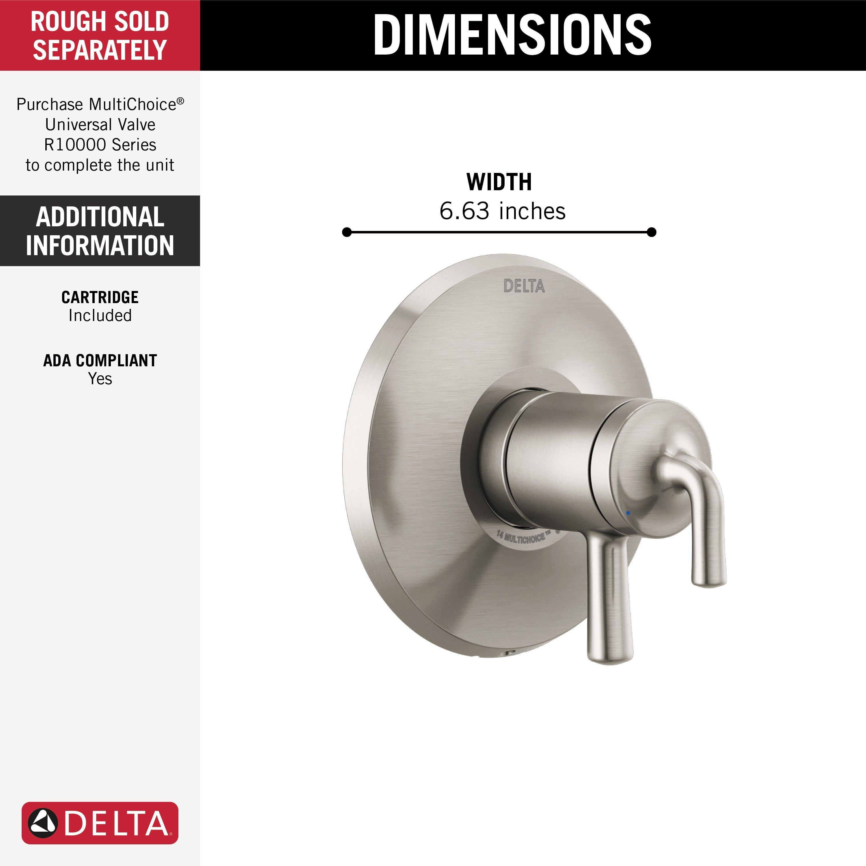 Delta Faucet Brilliance Stainless Two Handle Pressure Balancing Valve Trim 