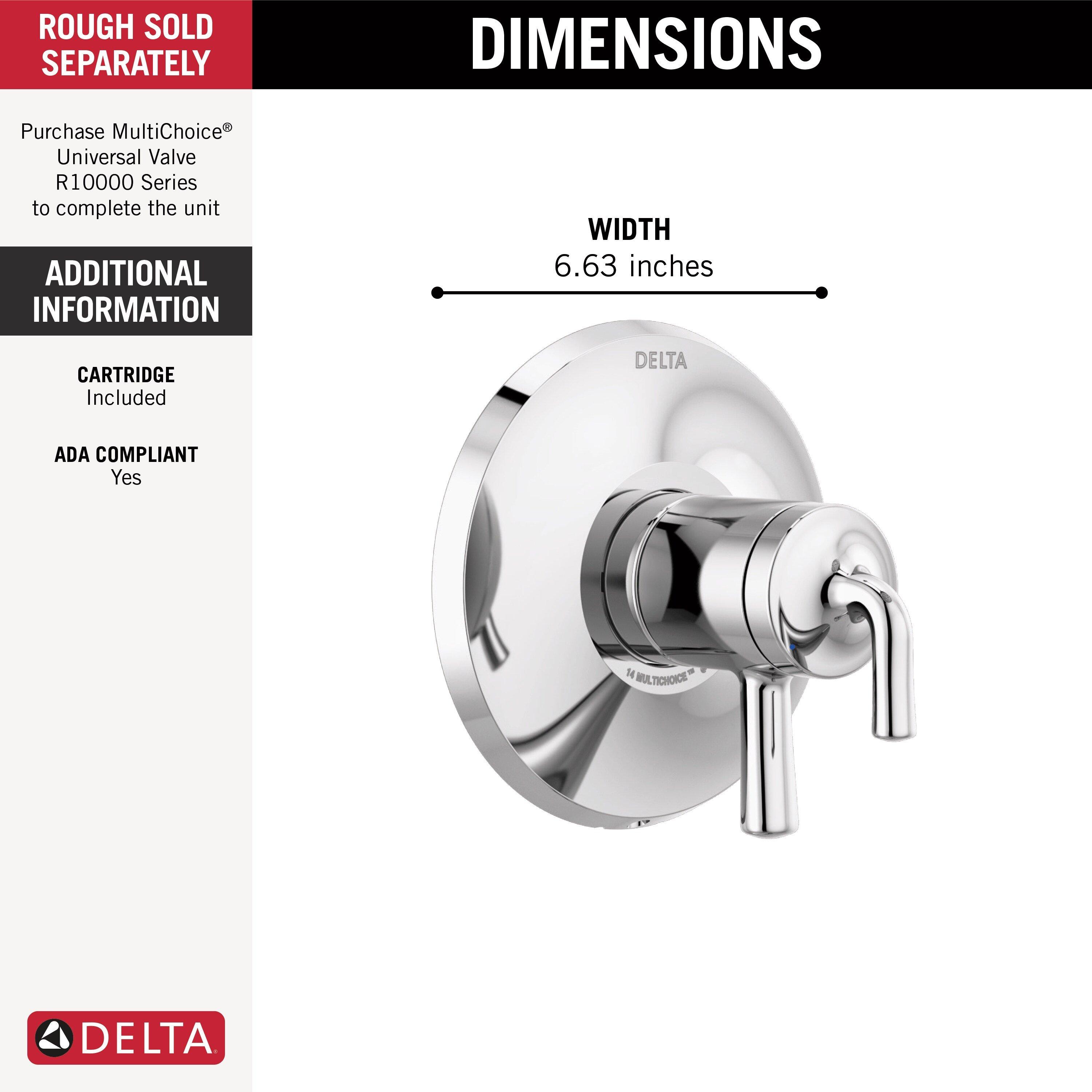 Delta Faucet Chrome Two Handle Pressure Balancing Valve Trim 