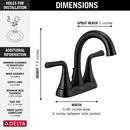 Delta Faucet Matte Black Two Handle Centerset Bathroom Sink Faucet 
