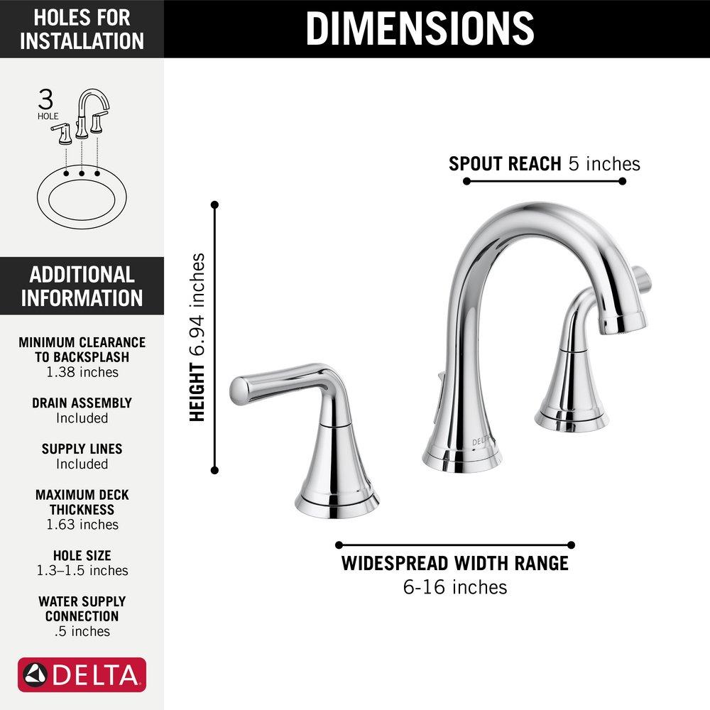 Delta Faucet Chrome Two Handle Widespread Bathroom Sink Faucet 