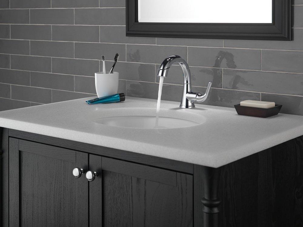 Delta Faucet Brilliance Stainless Single Handle Monoblock Bathroom Sink Faucet 