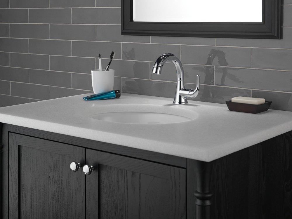 Delta Faucet Brilliance Stainless Single Handle Monoblock Bathroom Sink Faucet 