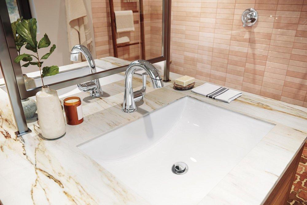 Delta Faucet Brilliance Stainless Single Handle Monoblock Bathroom Sink Faucet 