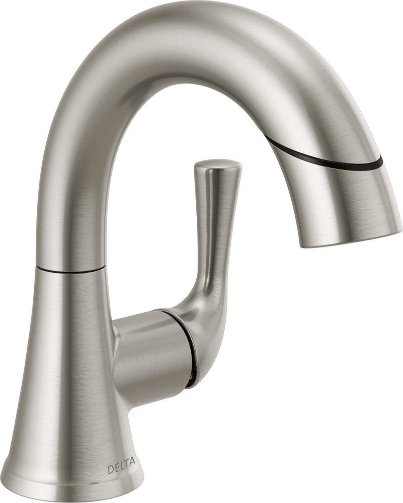 Delta Faucet Brilliance&reg; Stainless Single Handle Monoblock Bathroom Sink Faucet 