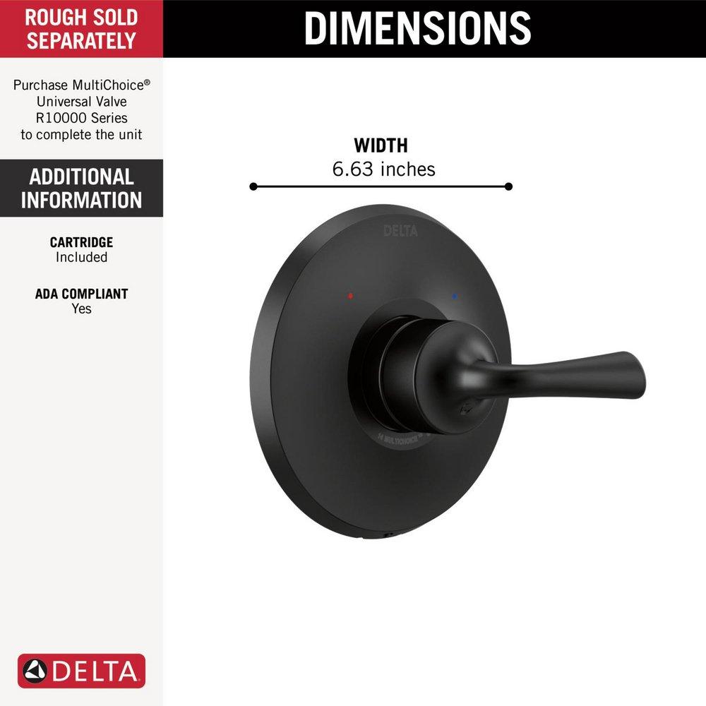 Delta Faucet Matte Black Single Handle Shower Faucet Trim Only 