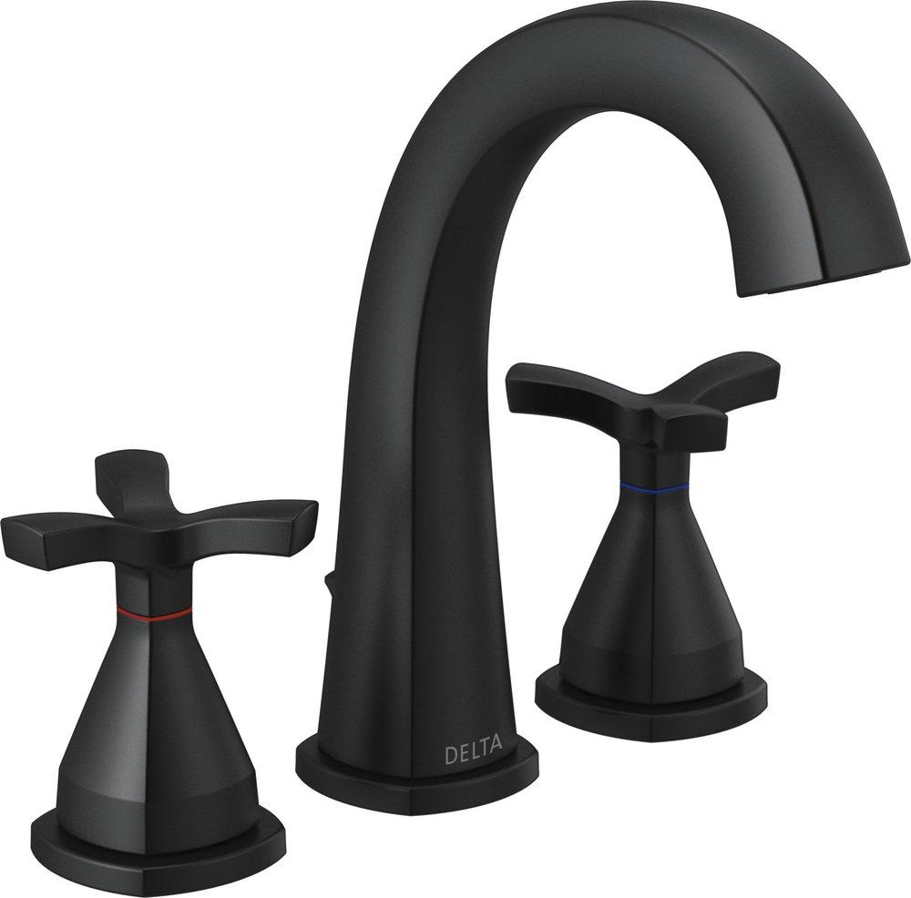Delta Faucet Matte Black Two Handle Widespread Bathroom Sink Faucet Cross Handle 