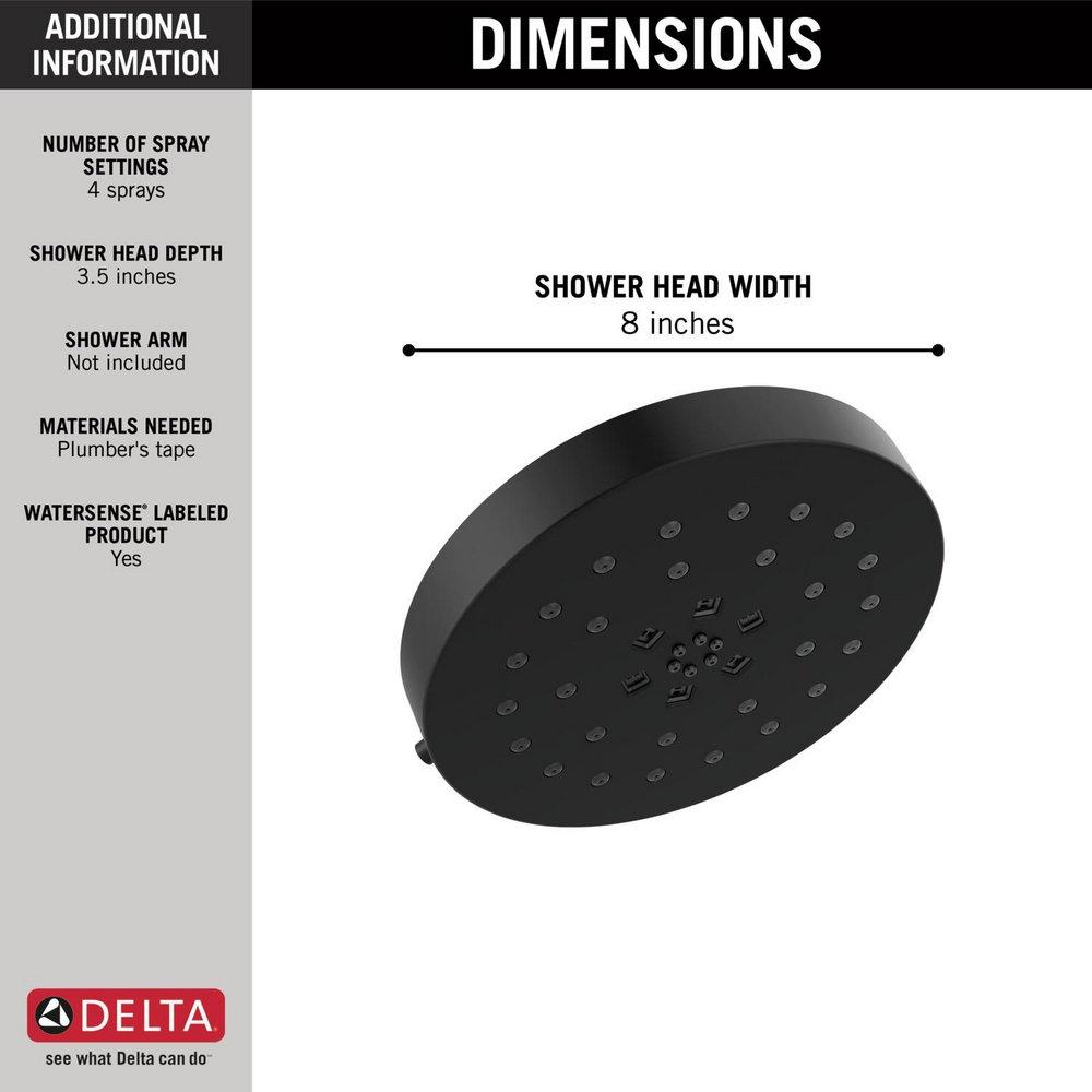 Delta Faucet Matte Black Multi Function Showerhead 